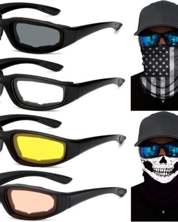 Peicees 4 Dirt Bike Motorcycle Goggles UV Protection Dustproof Windproof Safety Glasses with  Flag Face Mask