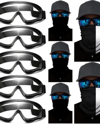 10 Pcs Motorcycle Set, 5 Dirt Bike Ski Goggles UV Protection Dustproof Windproof Safety Glasses with 5 Face Mask,
