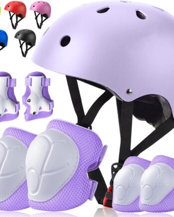 Toddler Kids Bike Helmet Set - Adjustable Cycling Helmet with Knee, Elbow Pads & Wrist Guards Sport Protective Gear Little Kid