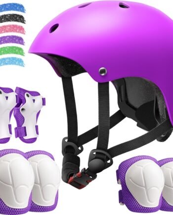 Kids Bike Helmet Set, Adjustable Helmet for Ages 2-3-5-8-14 Year Boys Girls, Toddler Pad Set with Knee and Elbow Pads for Bike, Roller, Skating, Scooter, Longboard and More Sports, 6 Color