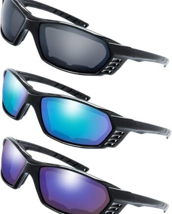 Motorcycle Riding Glasses Padded Frame Lens Block 100% UVB/UVB for Outdoor Activity Sport