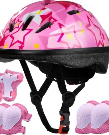 Kids Helmet Adjustable for Kids Ages 3-8 Years Old Boys Girls, Toddler Helmet with Protective Sports Gear Set Knee Elbow Pads Wrist Guards for Cycling Skateboard Scooter