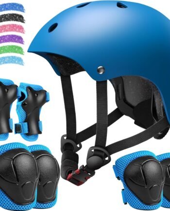 Kids Bike Helmet Set, Adjustable Helmet for Ages 2-3-5-8-14 Year Boys Girls, Toddler Pad Set with Knee and Elbow Pads for Bike, Roller, Skating, Scooter, Longboard and More Sports, 6 Color